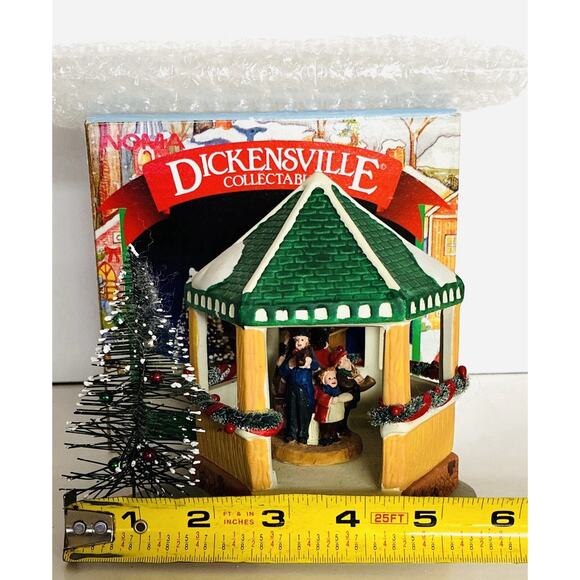 Vintage Dickensville Retired 1997 NOMA Porcelain Gazebo Bottle brush trees 3D - Picture 9 of 10